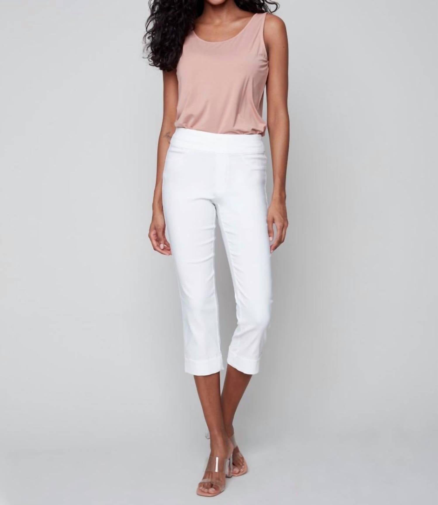 Charlie B - Stretch Capri Pants With Cuffs