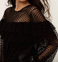 ba&sh Round Collar Blouse Top in black - women's blouse - alternate view