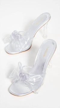 Larroude Women's Mariah Mule Bow Sandals in clear silver - women's sandal - alternate view
