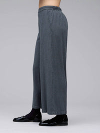 cut loose Mini Check Wide Leg Pant in seal - women's pants - detail view