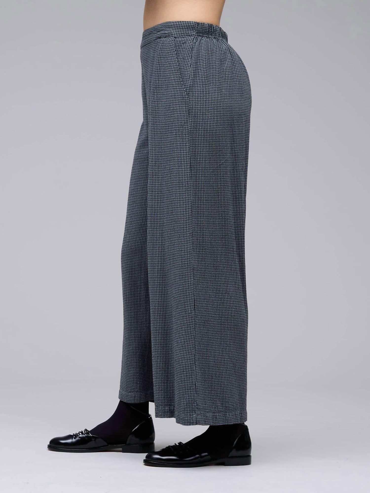 cut loose Mini Check Wide Leg Pant in seal - women's pants - detail view