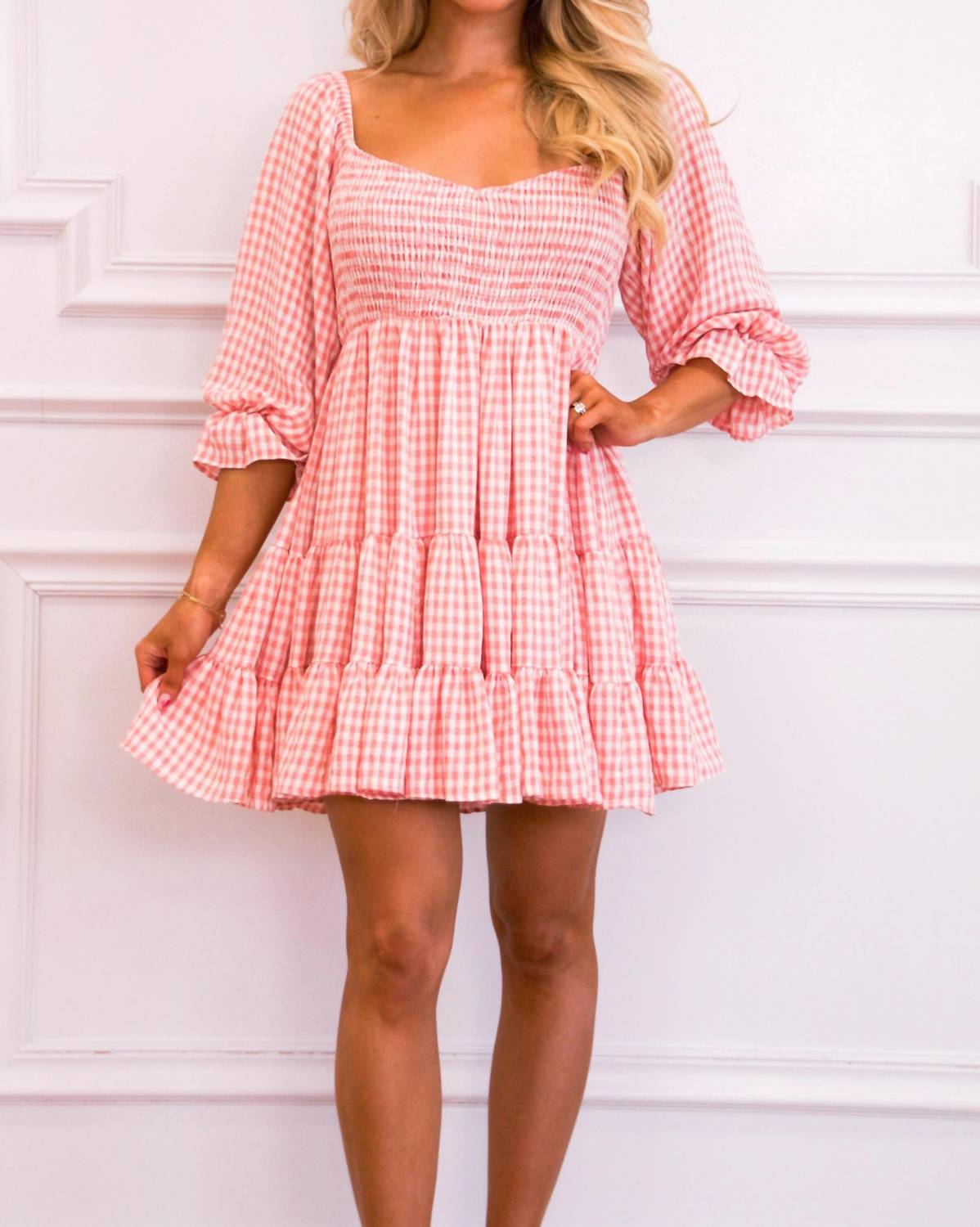 Mable - Say So Gingham Babydoll Dress