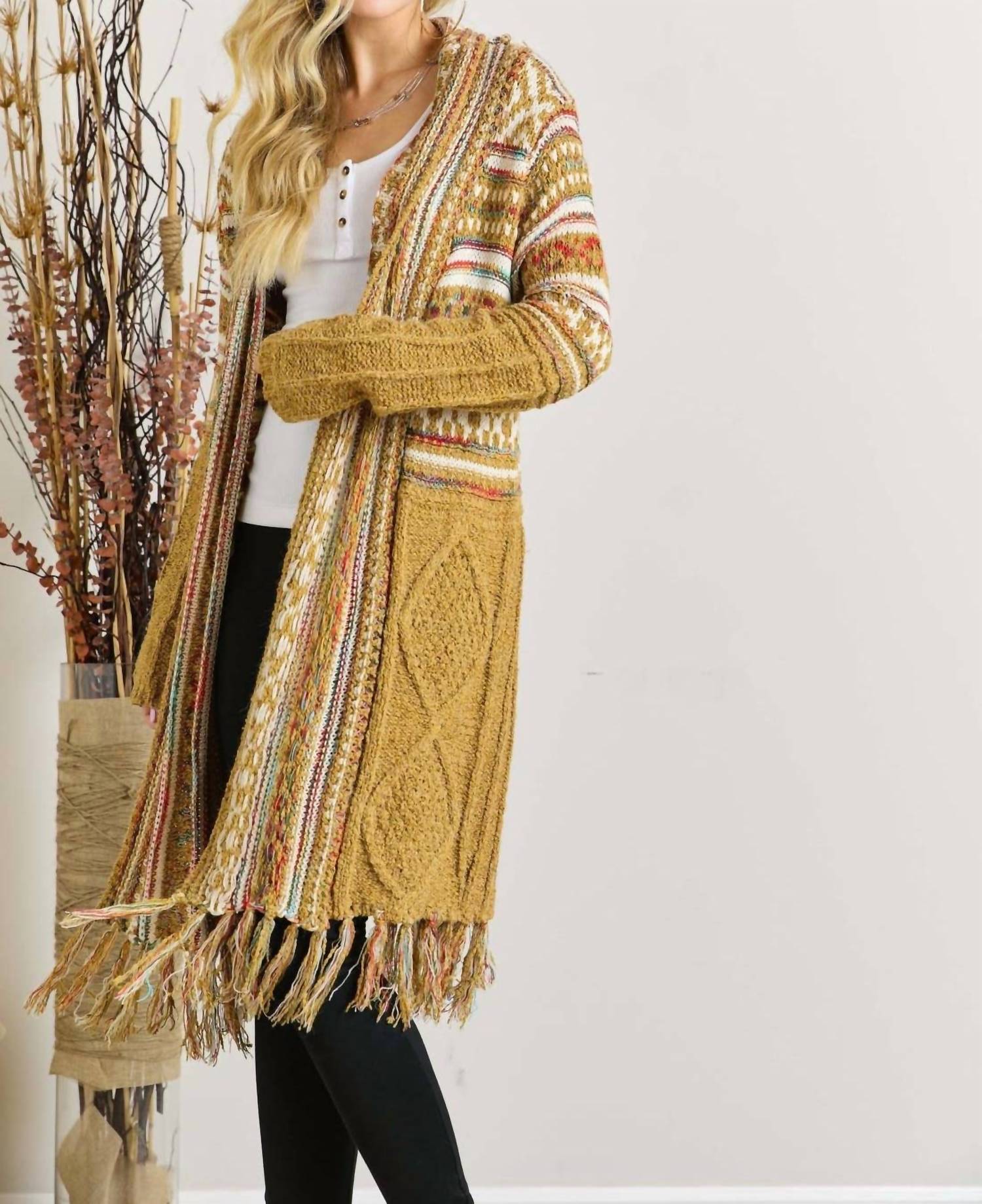 Adora - Maya Fringe Hem Aztec Cardigan