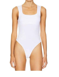 Free People Luna Square Neck Bodysuit in optic white - women's shirt