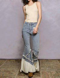Pol - Vintage Washing Solid Double Gauze Ruffle Twill Pants