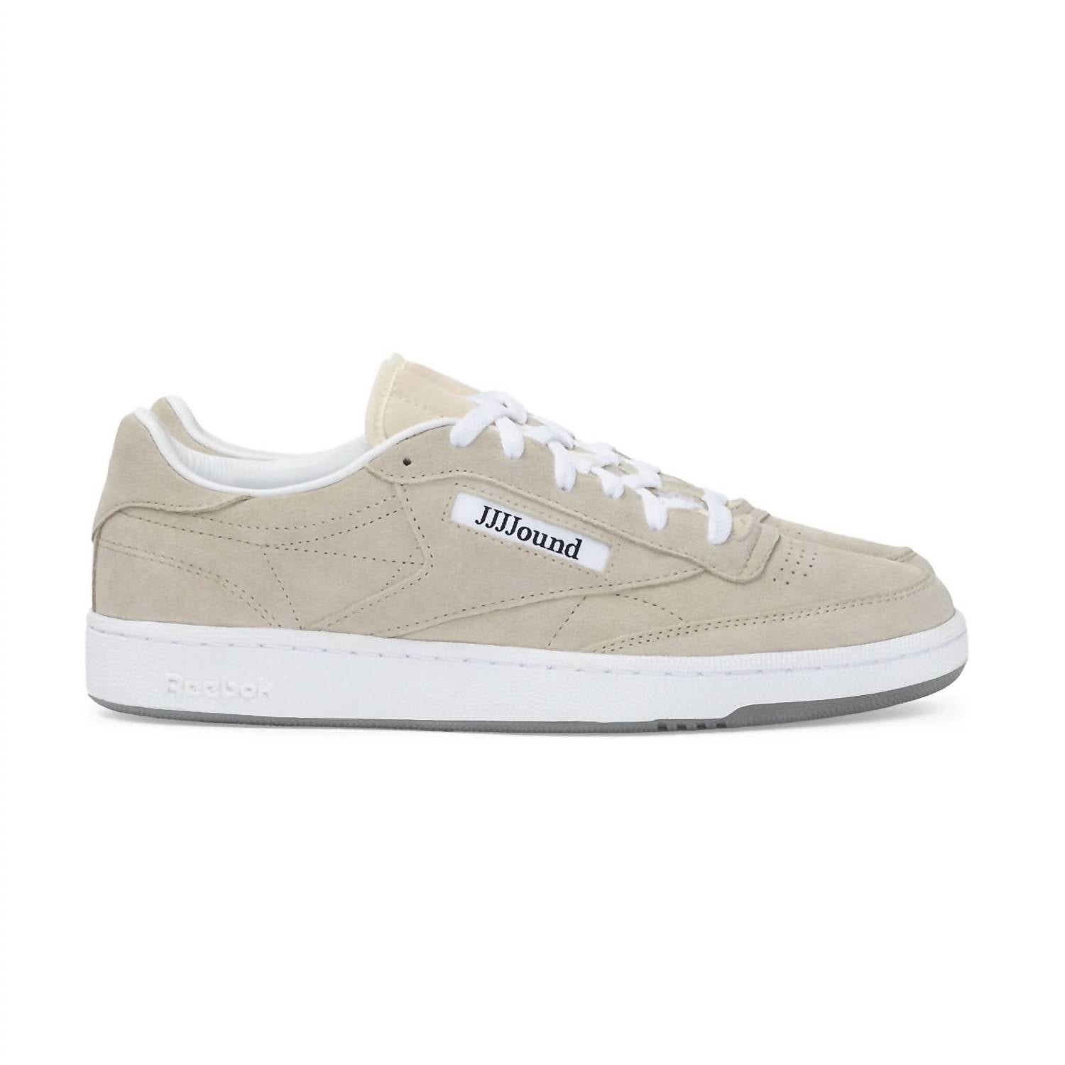 Reebok Men's Club C Jound Suede Low Top Sneakers in cream - men's sneaker - detail view