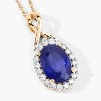 Diana M Jewels Women's Oval Natural Sapphire Pendant Necklace (1.88 Ct) - Classic in 18k yellow gold - women's jewelry - alternate view