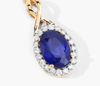 Diana M Jewels Women's Oval Natural Sapphire Pendant Necklace (1.88 Ct) - Classic in 18k yellow gold - women's jewelry - detail view