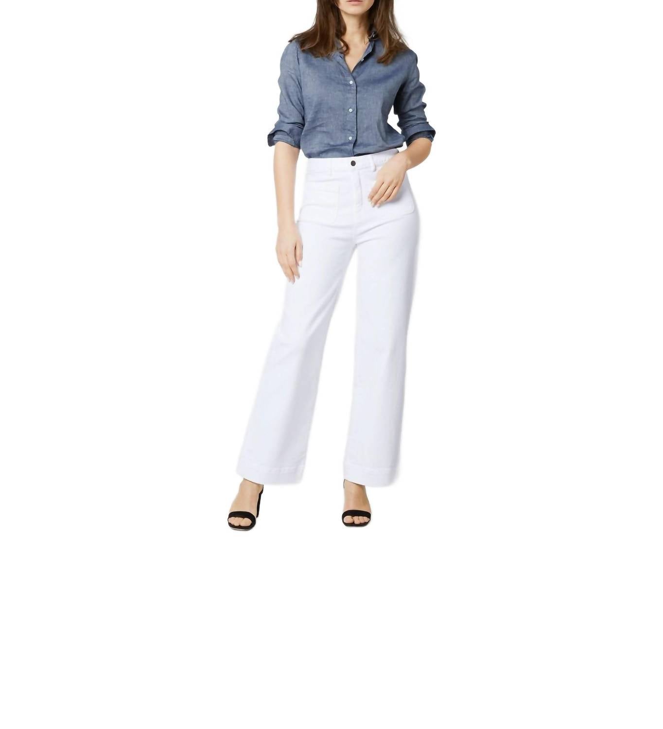 Ann Mashburn Column Patch Pocket Jeans in white stretch denim - women's jeans