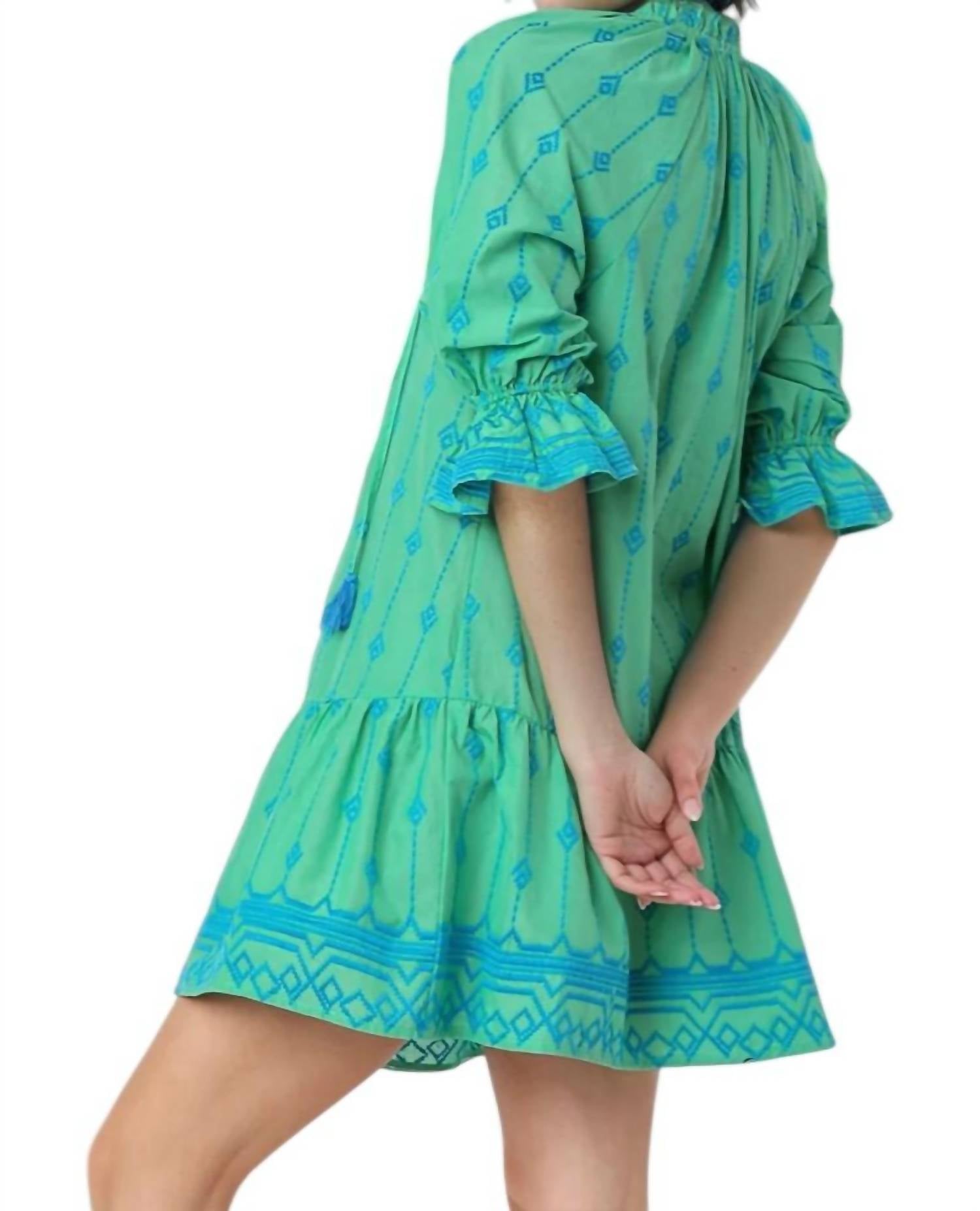 Style Usa - Brielle Embroidered Contrast A-line Dress