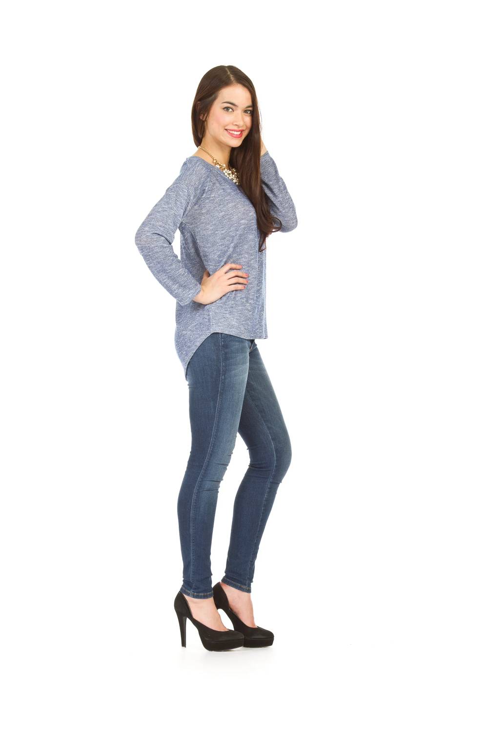 Papillon - Lurex Knit Shirt Hem Pullover