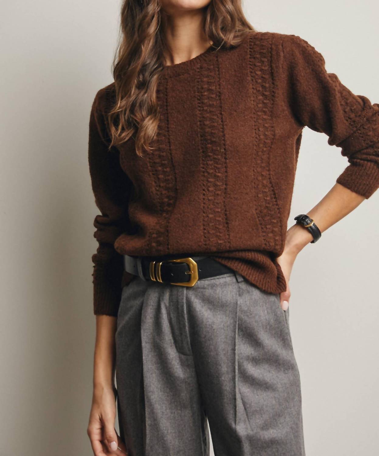Forte - Textured Cable Stitch Pullover Sweater
