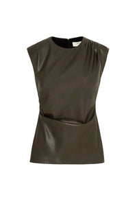 Beatrice .b Sleeveless Eco-leather Top in taffarel - women's t-shirt - alternate view