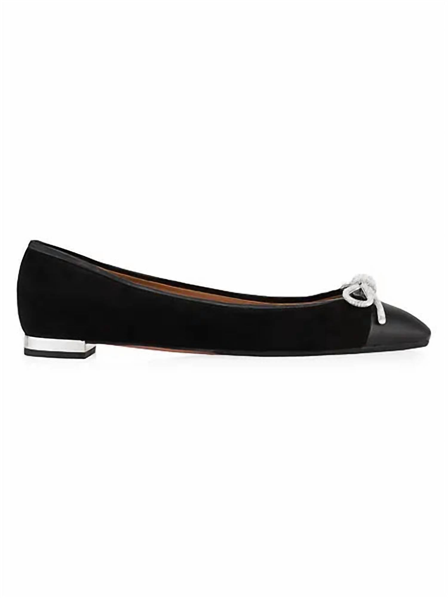 Aquazzura - Women's Parisina Crystal Bow Ballet Flat Shoes