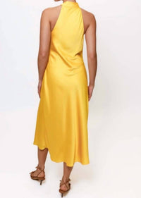 hutch Mari Sleeveless Halter Midi Dress in yellow - women's dress - detail view