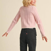 Heart & Arrow - Cropped Cable Knit Cardigan