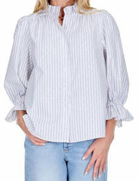Joy Joy - White Stripe Poplin Top