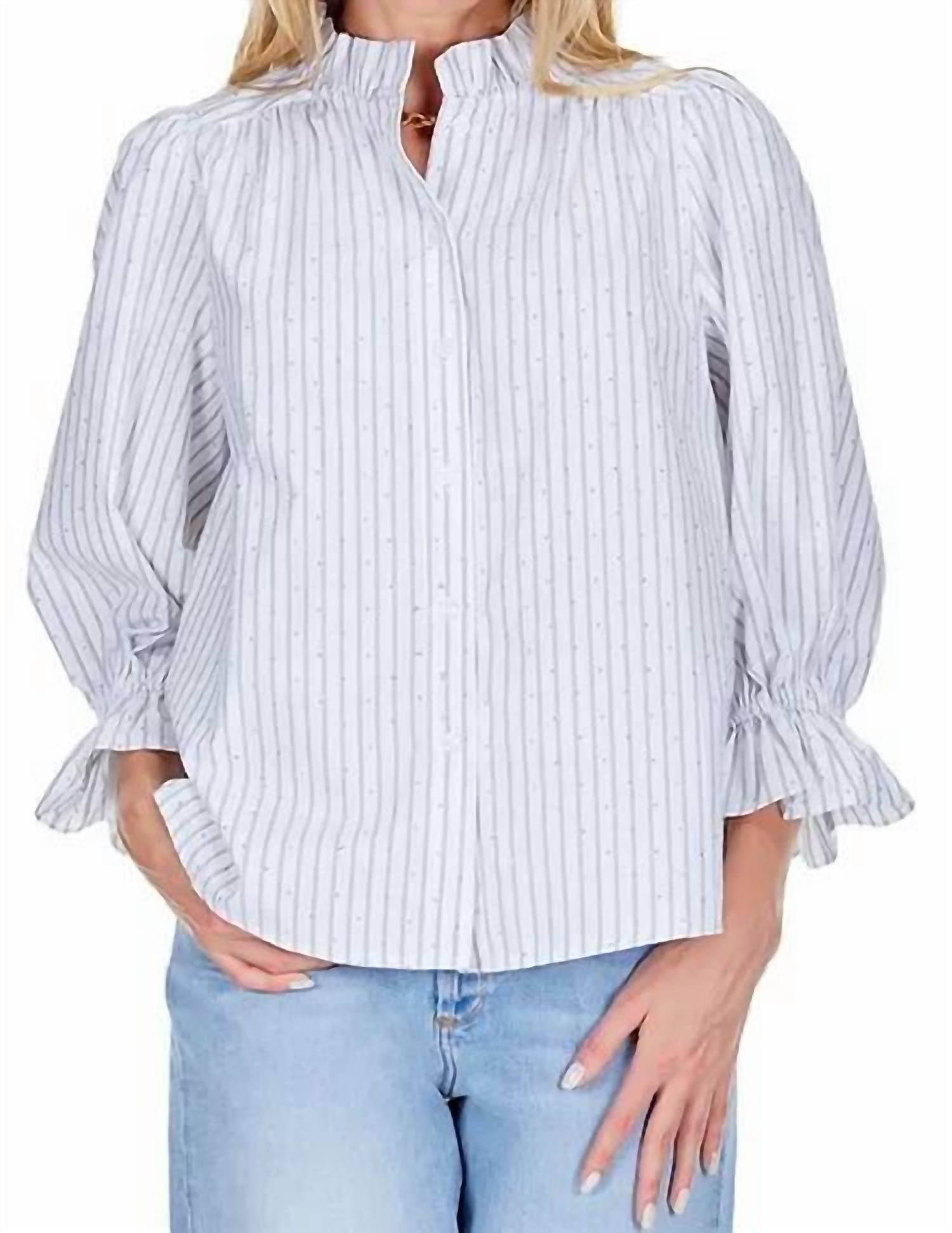 Joy Joy - White Stripe Poplin Top