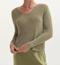 CRESCENT Joelene Shimmer Sweater Top in eucalyptus - women's sweater