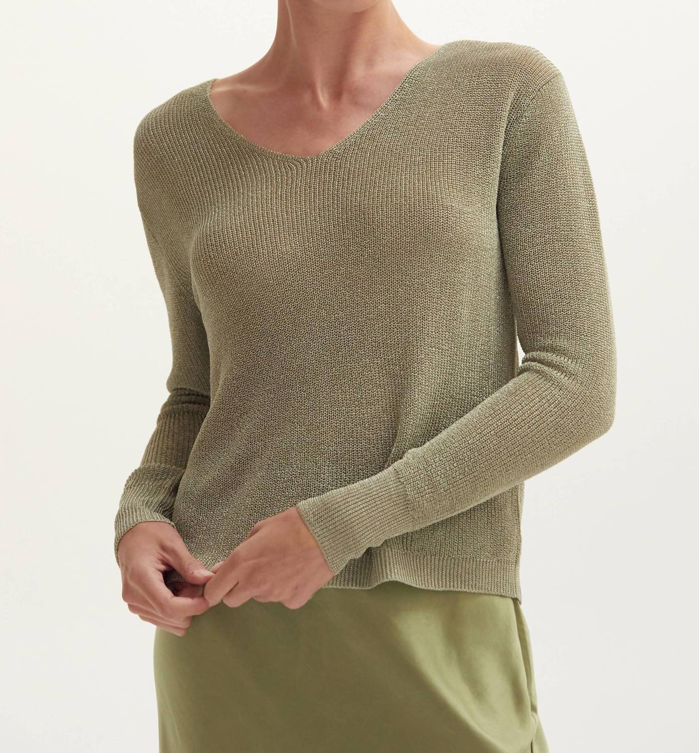 CRESCENT Joelene Shimmer Sweater Top in eucalyptus - women's sweater