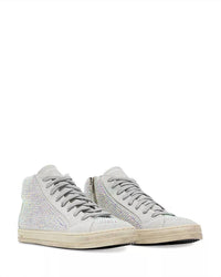P448 Women's Skate Lace Up Embellished Zip High Top Sneakers in white - women's sneaker