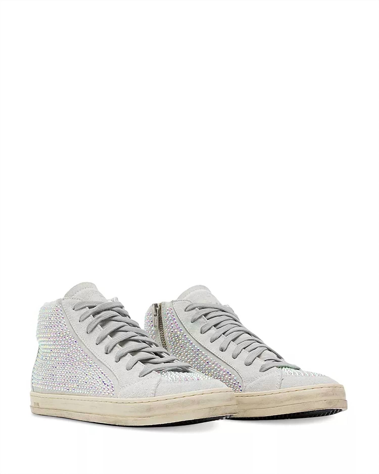 P448 Women's Skate Lace Up Embellished Zip High Top Sneakers in white - women's sneaker