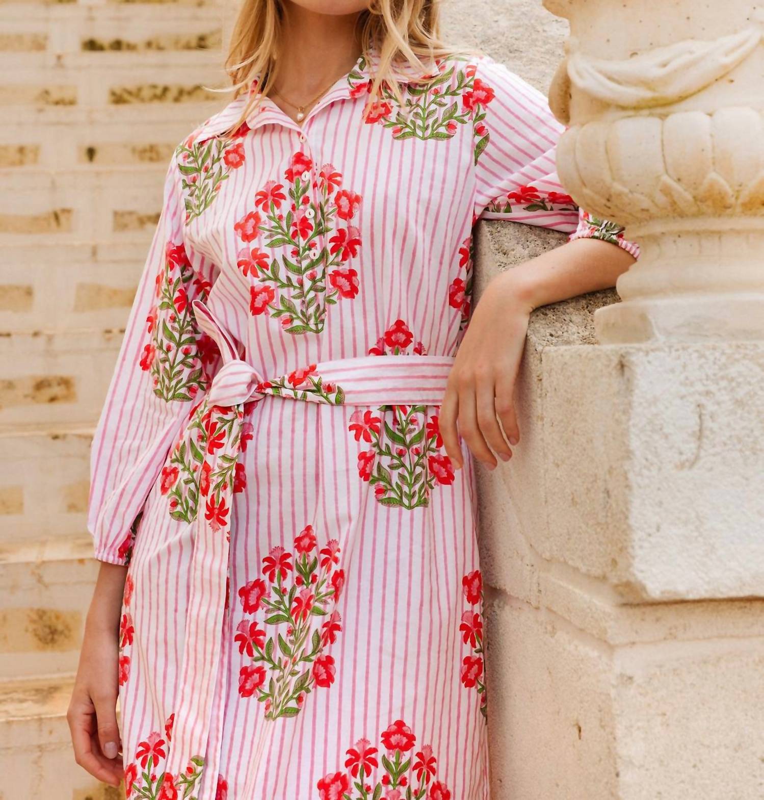 Pink City Prints - Pink City Prints Poppy Stripe Corfu Dress