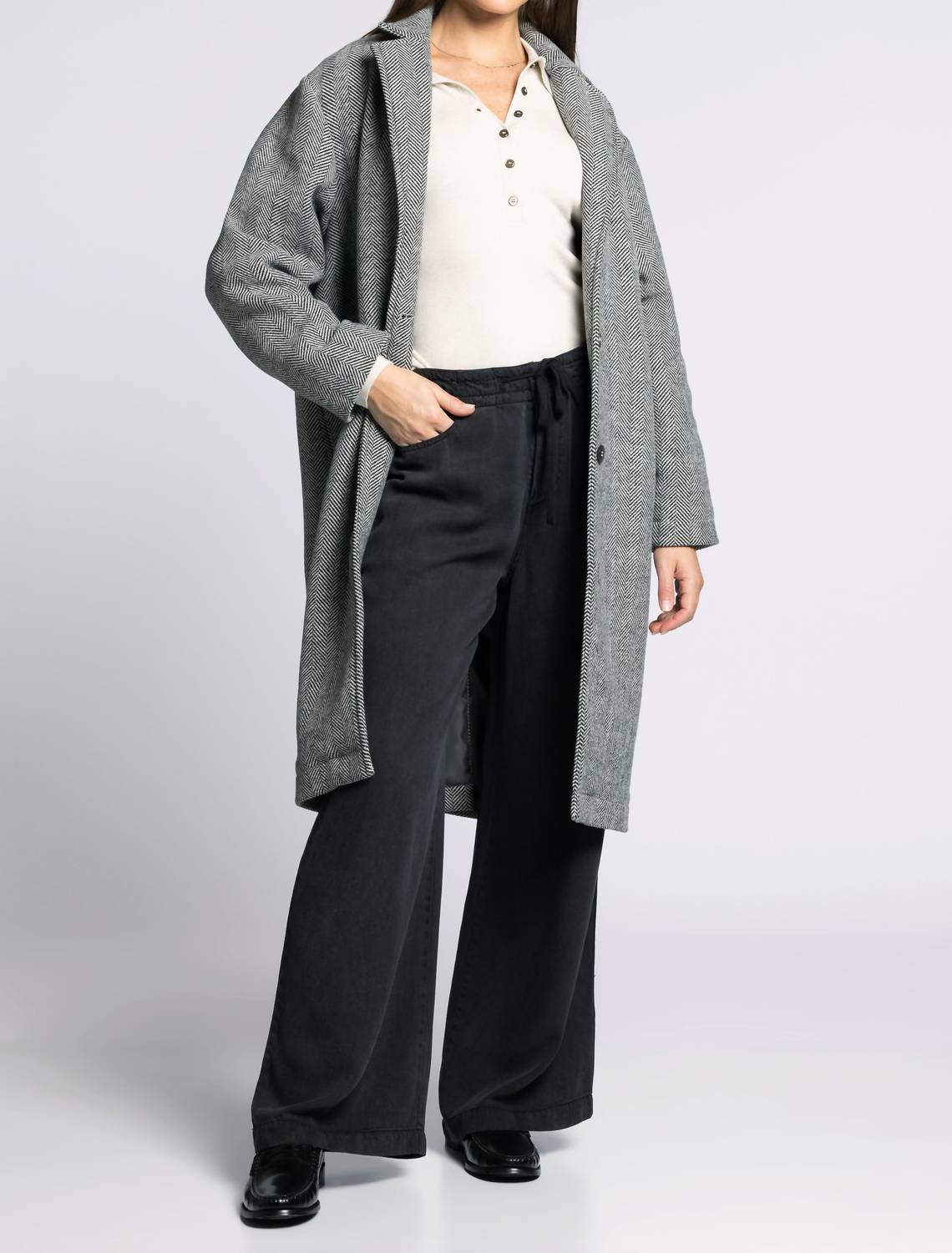 Thread & Supply Catalina Herringbone Coat in charcoal melange - women's jacket - view 4