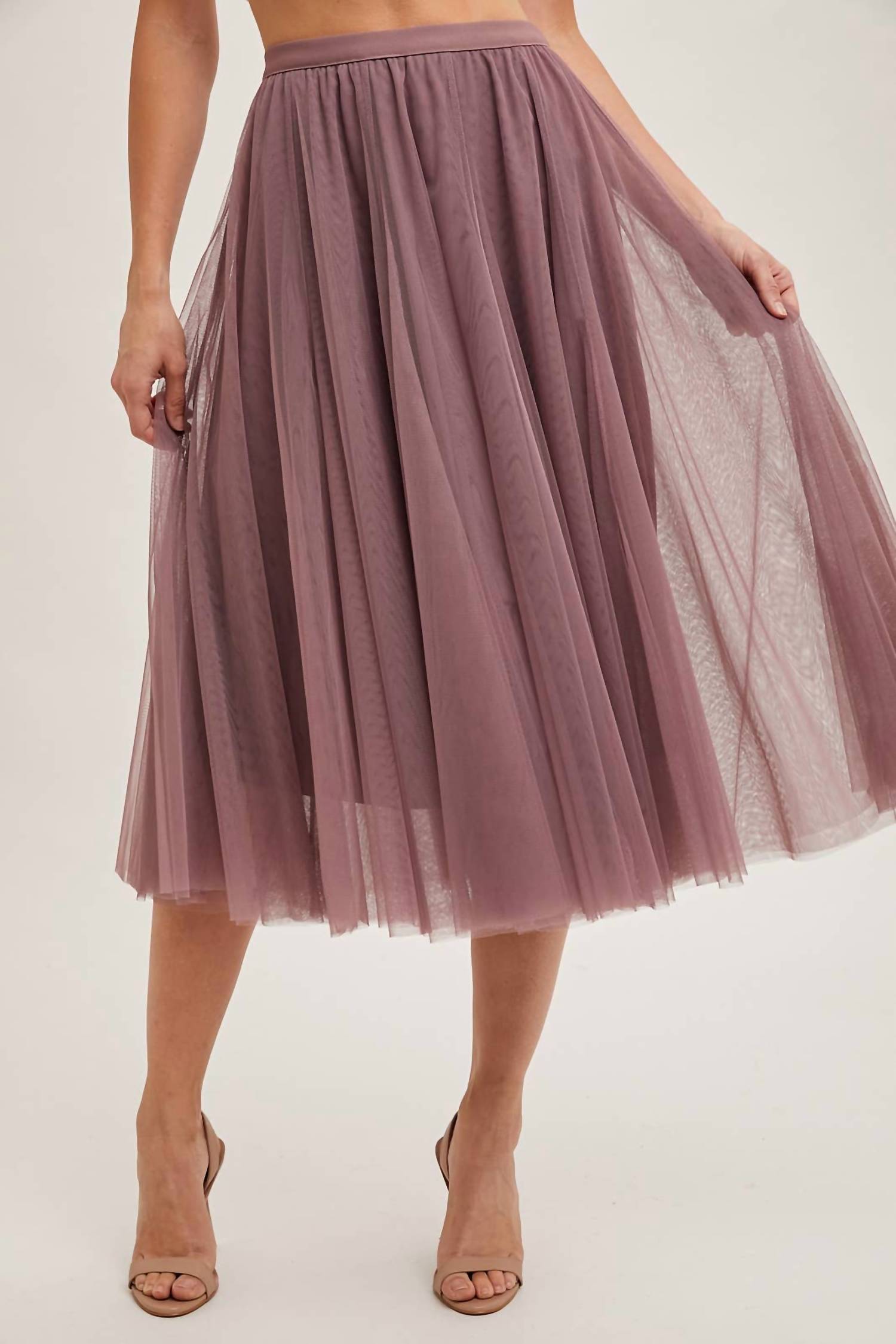 BluIvy Tulle Midi Skirt in mauve - women's skirt - alternate view
