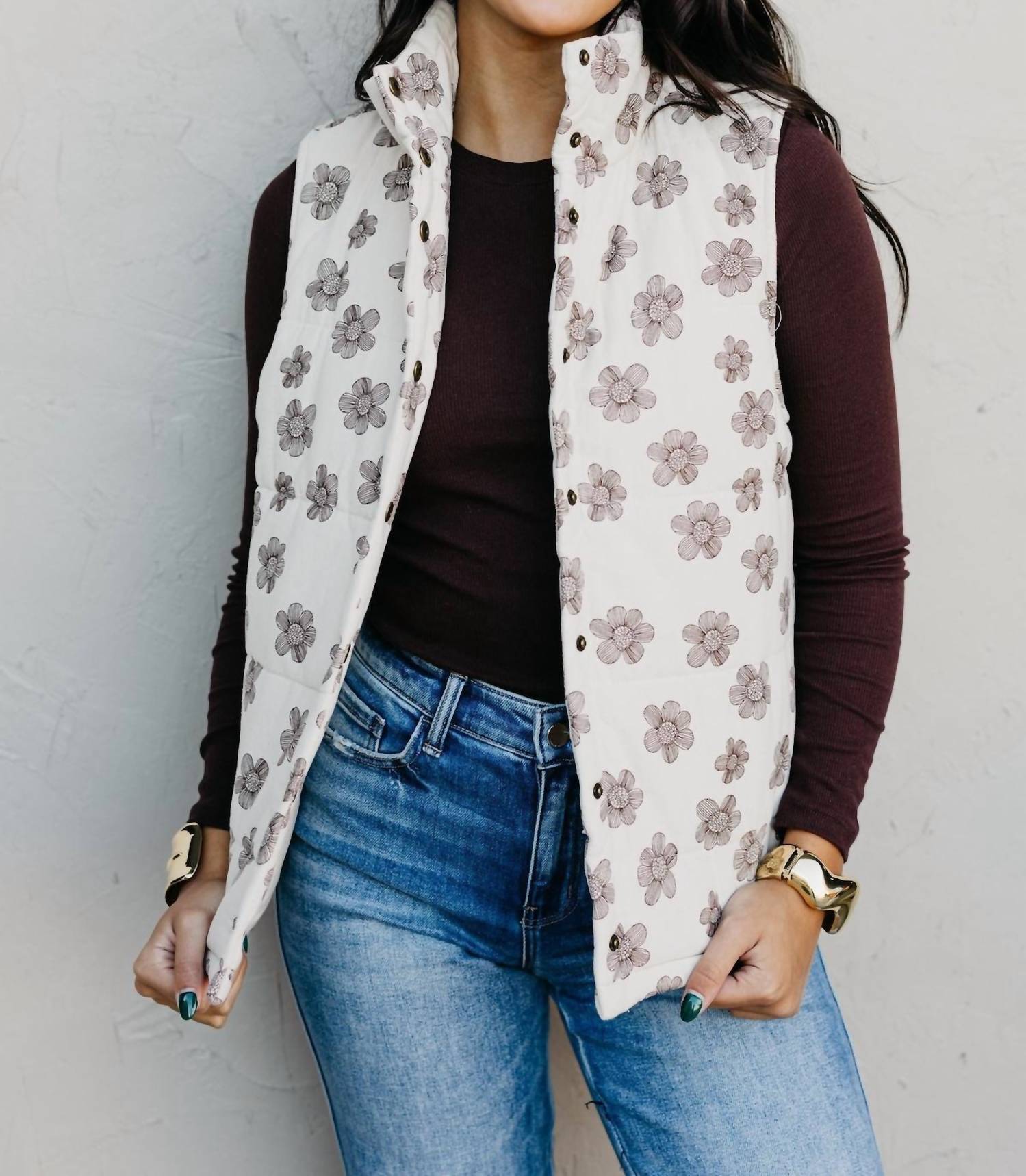 Hem & Thread - Sweet Daisy Floral Padded Vest