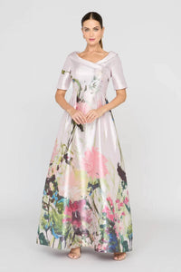 Kay Unger - Coco Pleated Crossover Collar Gown