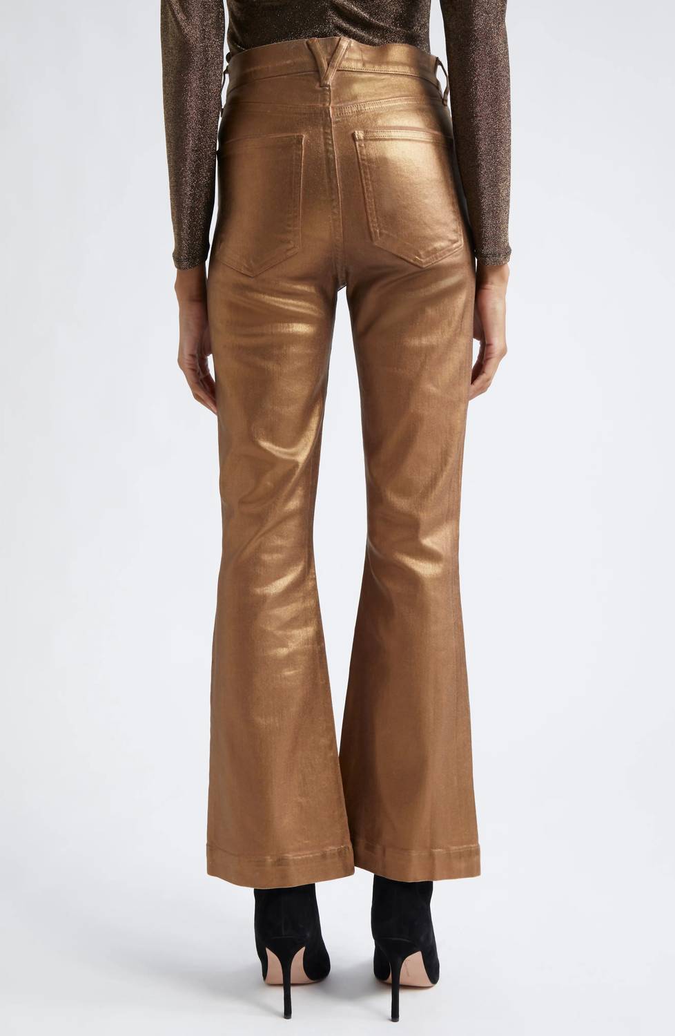 Veronica Beard - Carson Metallic Cropped Flare Jeans
