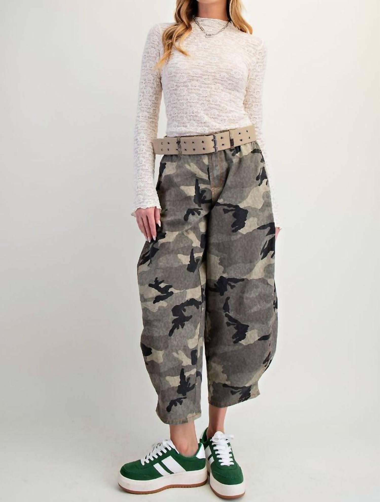 Easel - Washed Camo Twill Barrel Pants