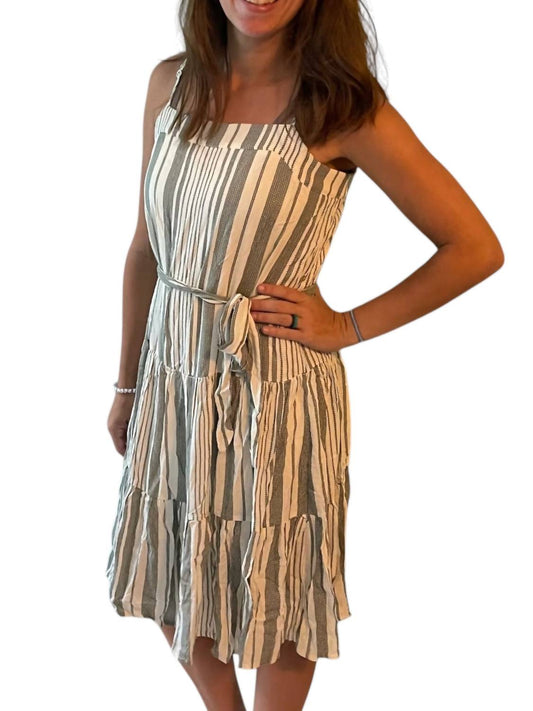 She + Sky - Woven Striped Midi Dress