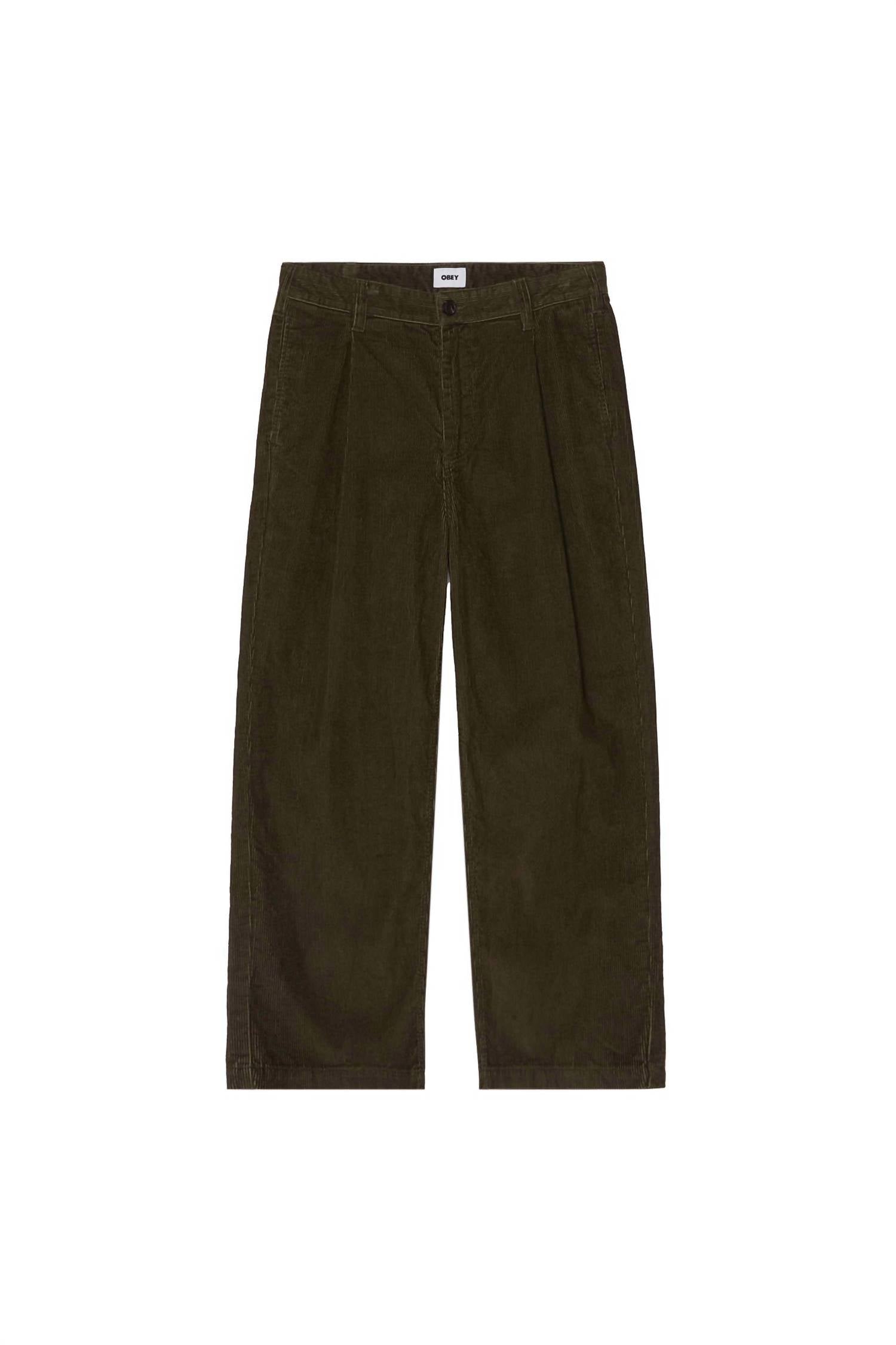 Obey Clothing Men's Dean Faded Wash Cord Pants in black olive - men's pants