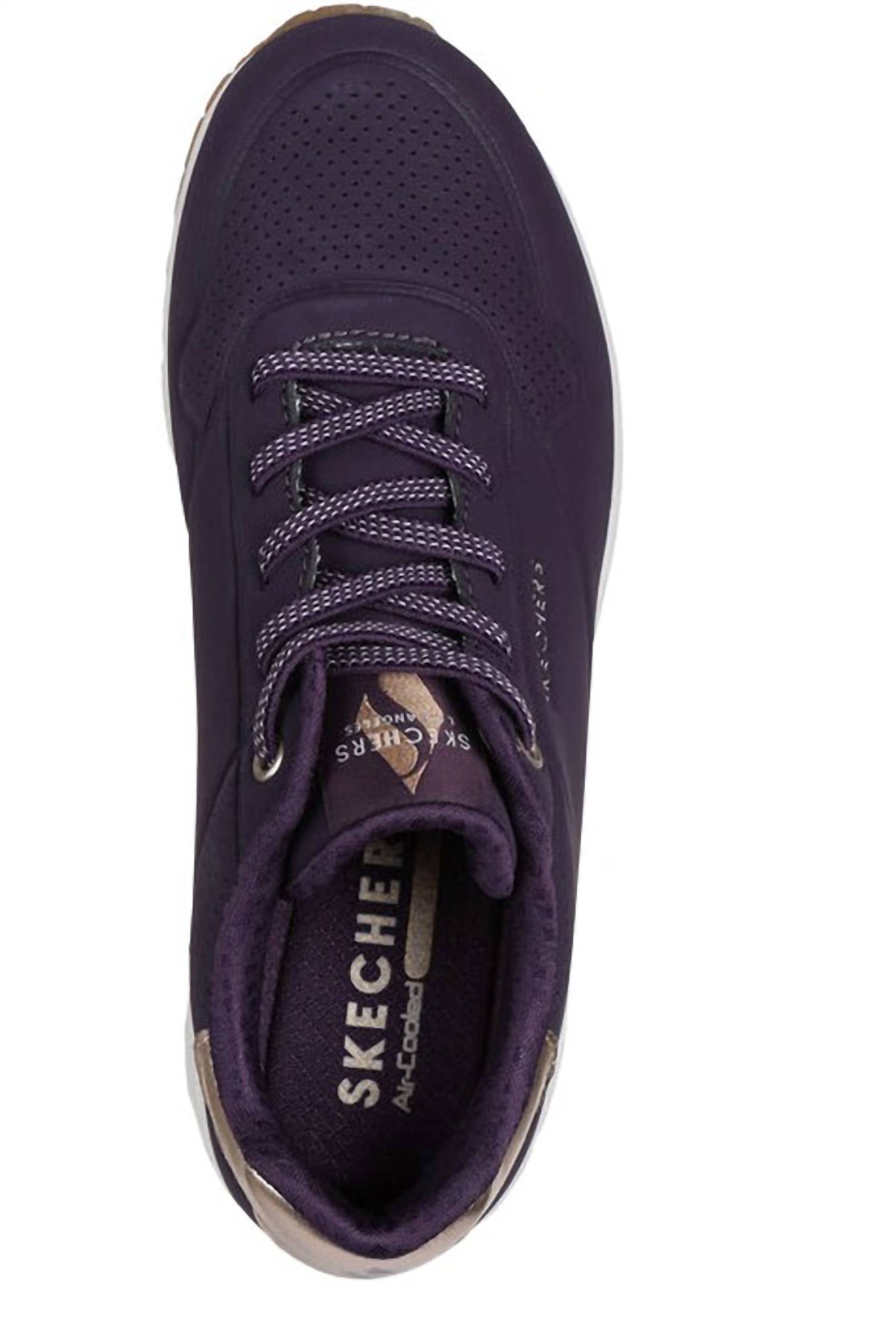 Skechers Women's Uno-shimmer Away Shoes in dark purple - women's sneaker - detail view