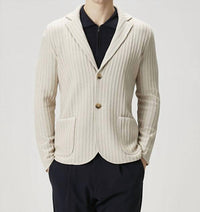 Maurizio Baldassari Soft Cashmere Rib Blazer in light beige - men's jacket