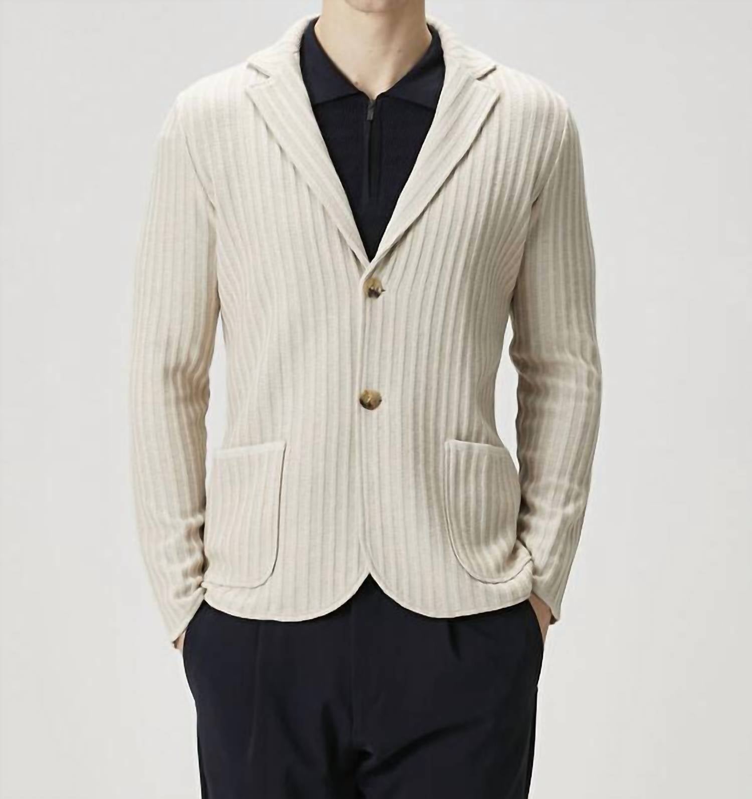 Maurizio Baldassari Soft Cashmere Rib Blazer in light beige - men's jacket