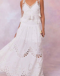 Loveshackfancy - Cassaro Eyelet Cotton Maxi Skirt