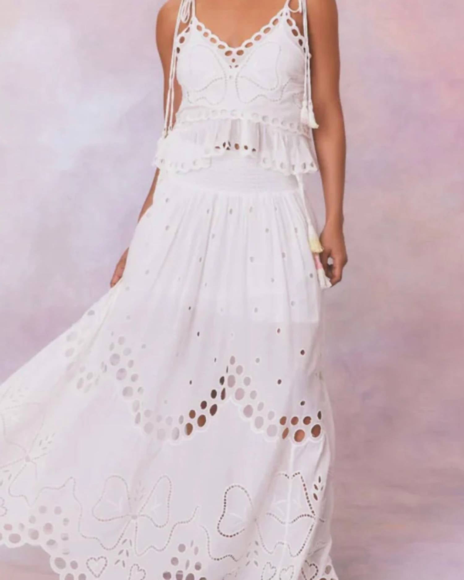 Loveshackfancy - Cassaro Eyelet Cotton Maxi Skirt