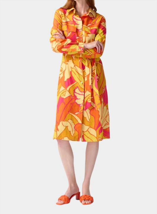 Joseph Ribkoff - Linen Blend Floral Print Shirt Dress