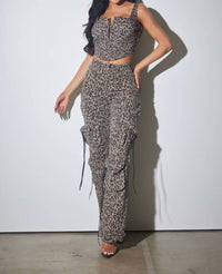 Wffs - Animal Print Cargo Stretch Pants