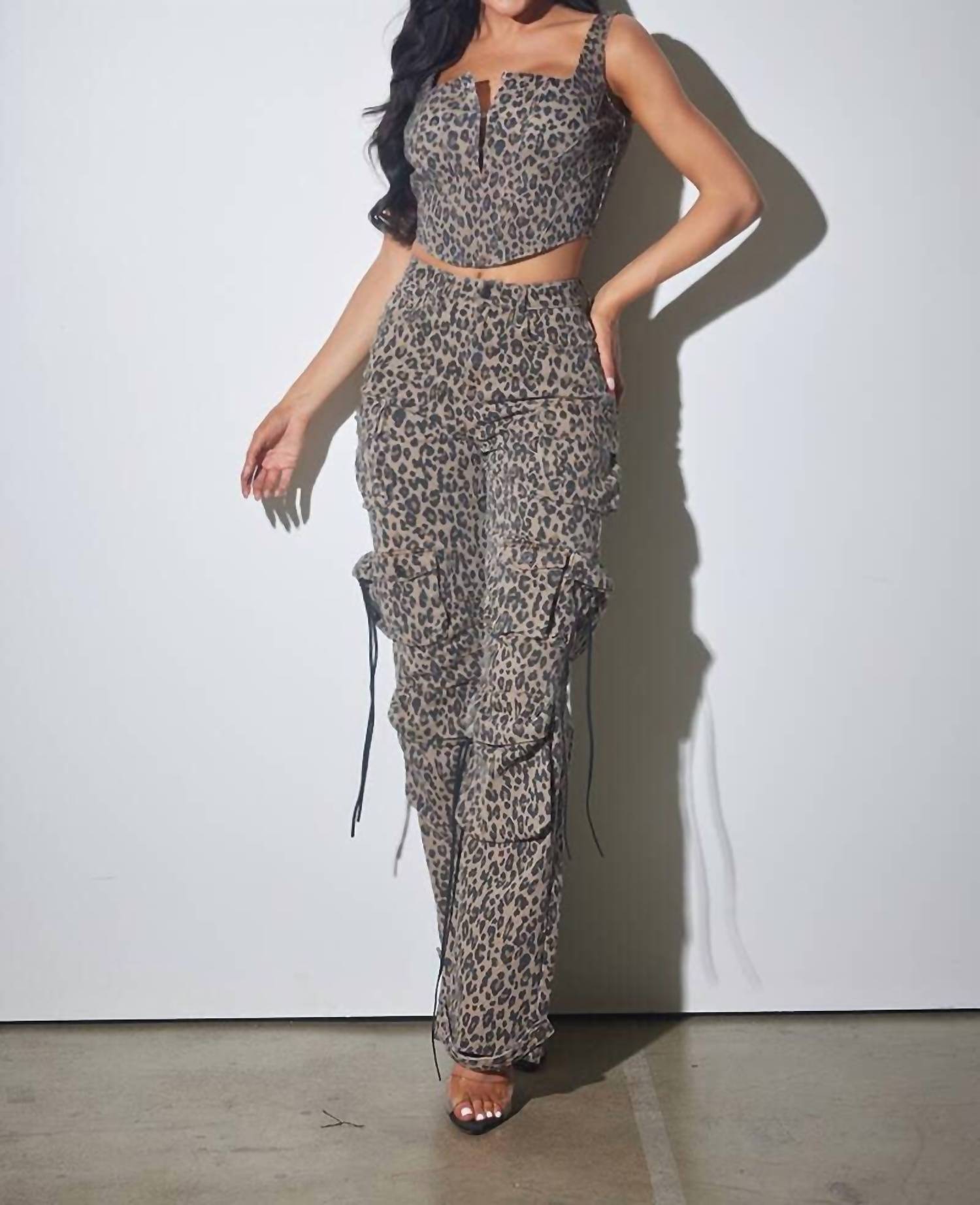 Wffs - Animal Print Cargo Stretch Pants