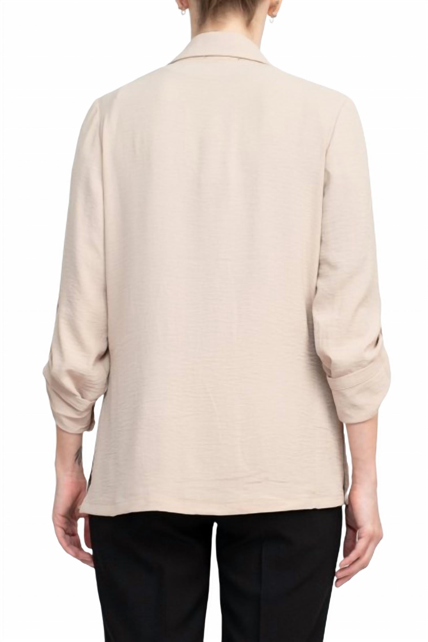 Adrianna Papell - Notched Lapel Collar One Button Blazer