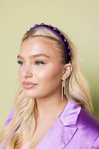 Hello Edie - Velvet Ultra Slim Embellished Headband