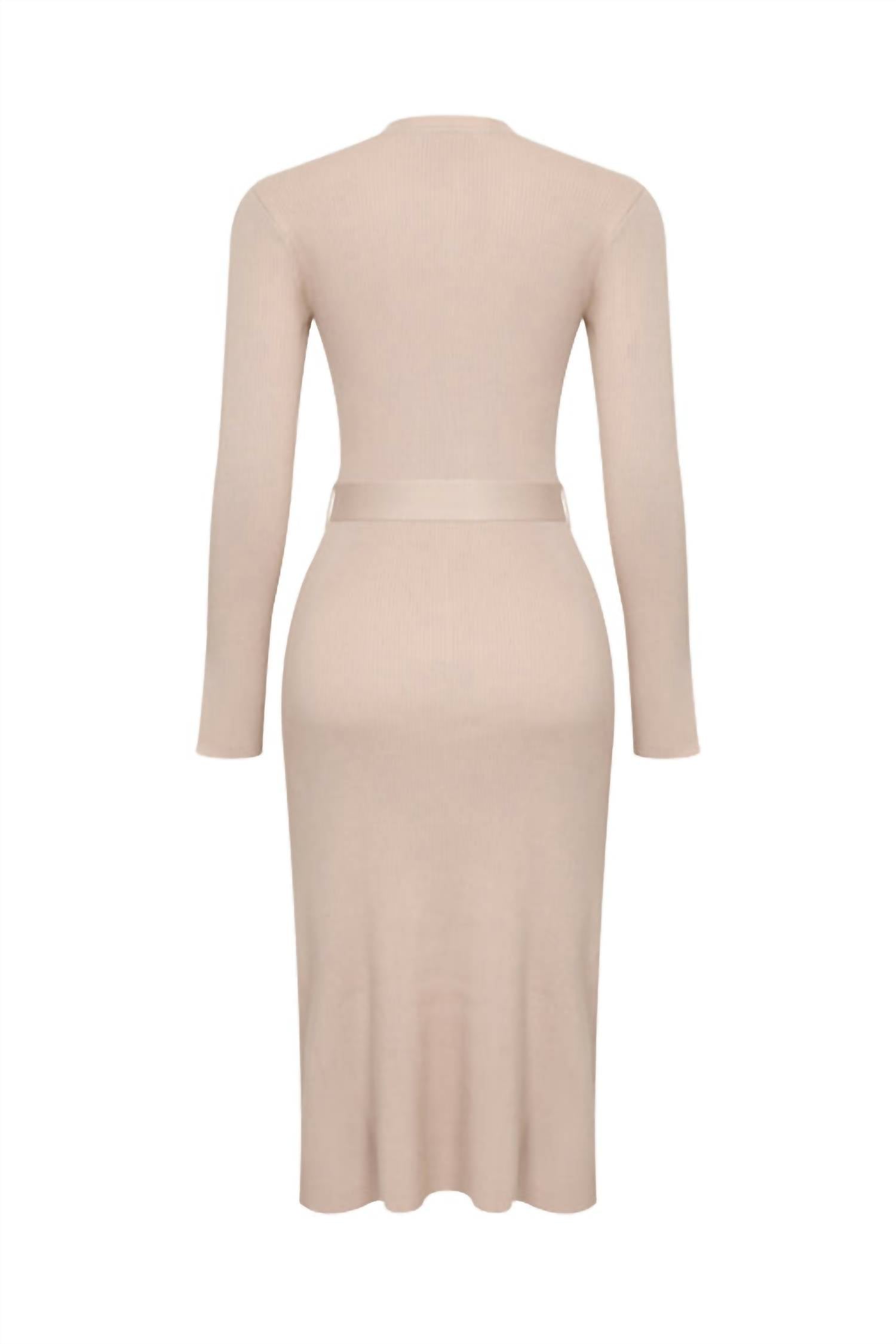 Rivir - Women's Collarline Knit Midi Dress