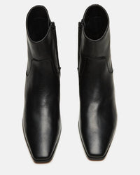 STEVE MADDEN Women's Dusty Ankle Bootie in black leather - women's shoe - detail view
