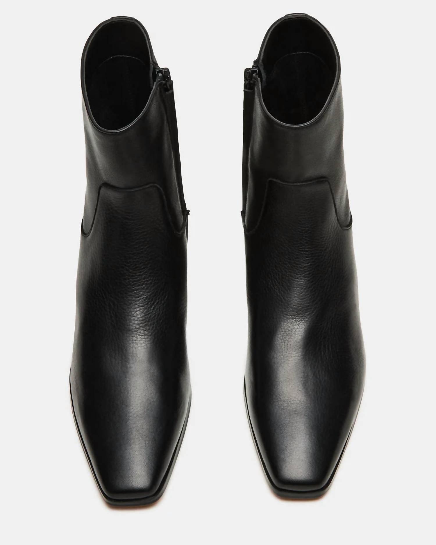 STEVE MADDEN Women's Dusty Ankle Bootie in black leather - women's shoe - detail view