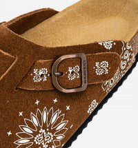 Bravest Studios Women's Paisley Mules Slip-on Casual Leather Clogs in brown - women's shoe - alternate view