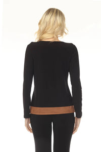 Joseph Ribkoff - Faux Suede Color Block Top